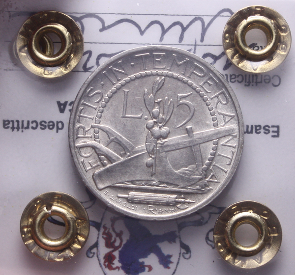 NL* SAN MARINO 5 LIRE Argento 1936 ROMA QFDC Perizia Filisina Massimo