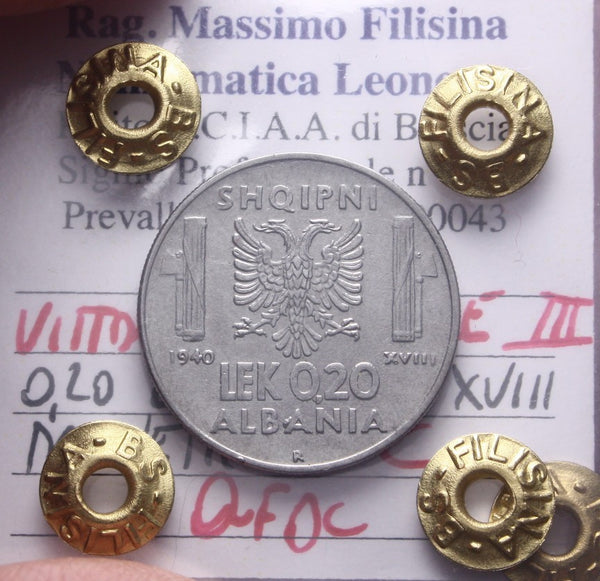 NL* VEIII ALBANIA 0,20 LEK 1940 XVIII MAGNETICA Perizia Filisina Massimo