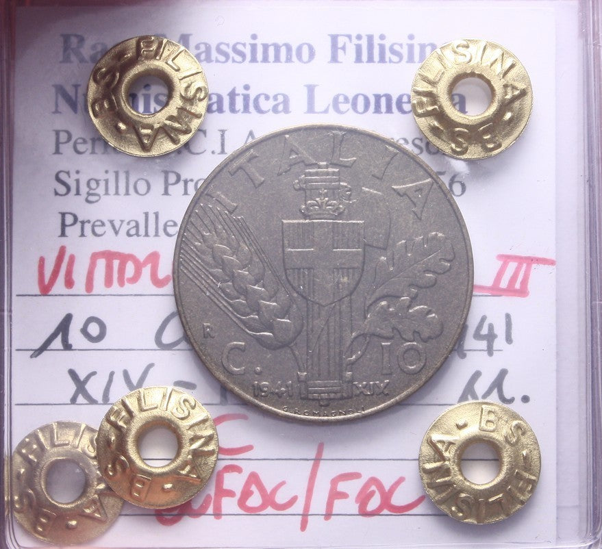NL*VEIII 10 CENTESIMI BRONZITAL IMPERO 1941 XIX QFDC/FDC Perizia Filisina