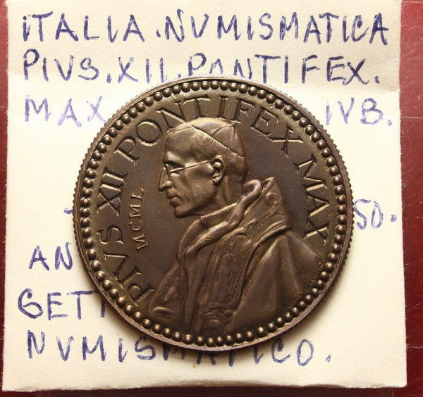 NL * POPE PIUS XII Bronze Numismatic Token 1 SCUDO year 1950 Italy Numismatics