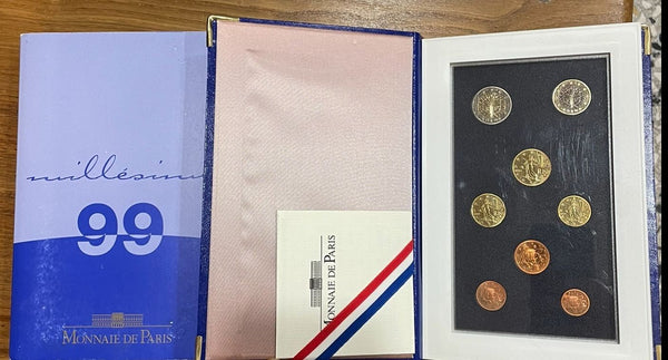 NL* FRANCIA Monnaie de Paris Coffret 1999 8 Valori IN EURO FONDO SPECCHIO PROOF