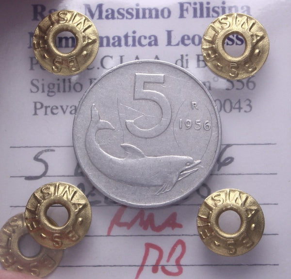 NL* Italia 5 LIRE DELFINO 1956 RARA MB Perizia Filisina Massimo