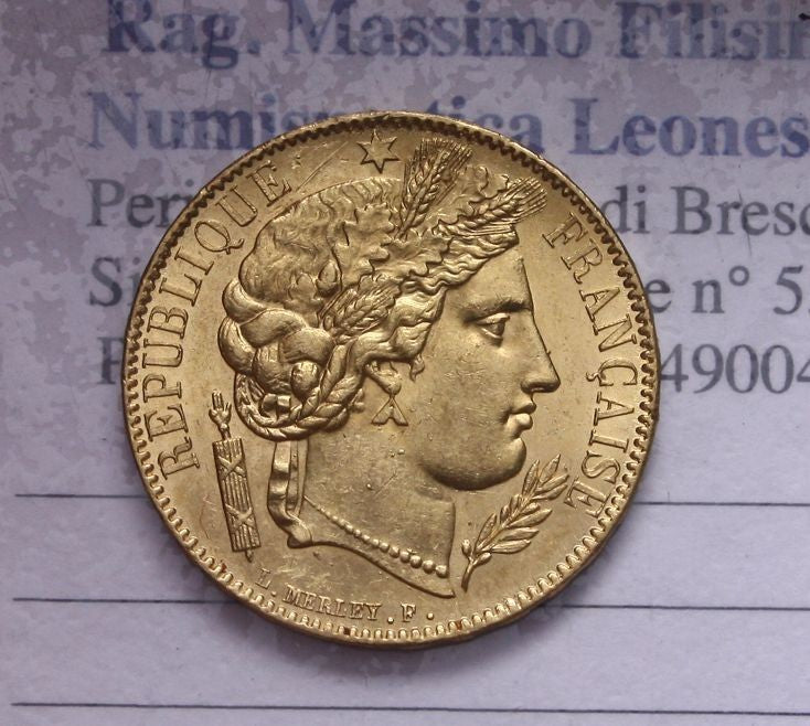NL* FRANCIA Seconda Repubblica MARENGO 20 FRANCHI ORO GOLD 1850 A PARIGI - UNC.