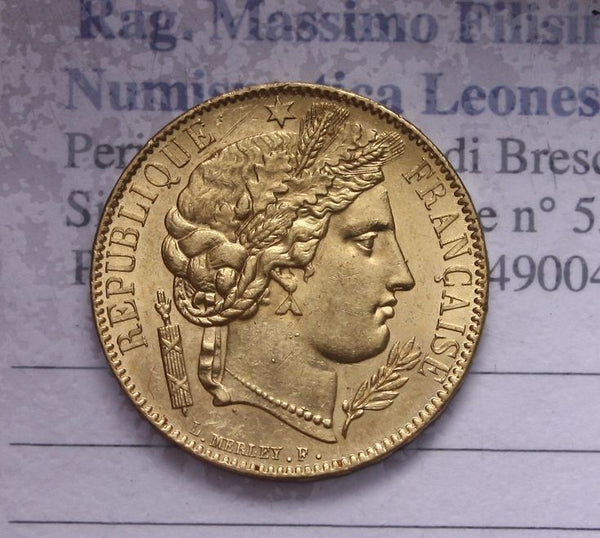NL* FRANCIA Seconda Repubblica MARENGO 20 FRANCHI ORO GOLD 1850 A PARIGI - UNC.