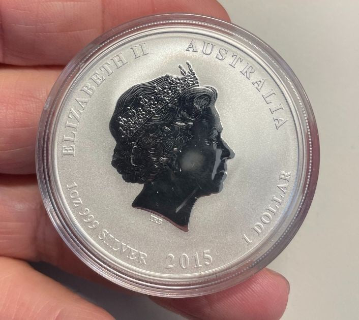 NL* AUSTRALIA 1 Dollaro 2015 Serie Lunar ANNO DELLA CAPRA 1 Oncia Argento Puro