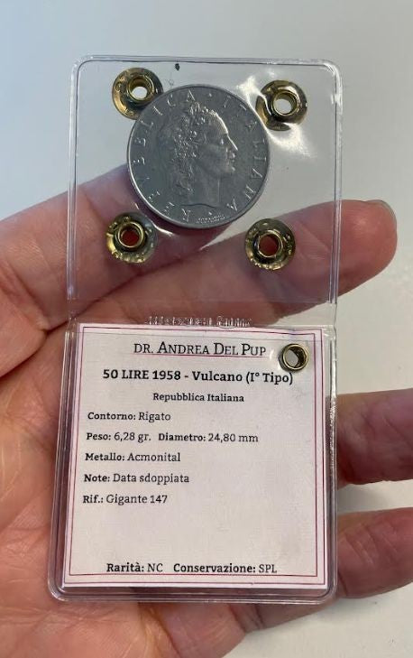 NL* Italia 50 Lire VULCANO 1958 RARO SPL Perizia DEL PUP Andrea