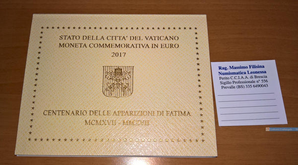NL* CITTA' VATICANO PAPA FRANCESCO 2 Euro 2017 CENTENARIO APPARIZIONI FATIMA FDC