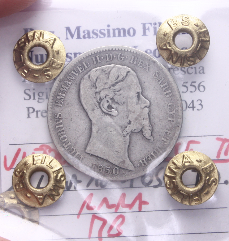 NL* SAVOIA VEII 1 Lira Argento 1850 TORINO RARA MB Perizia Filisina Massimo