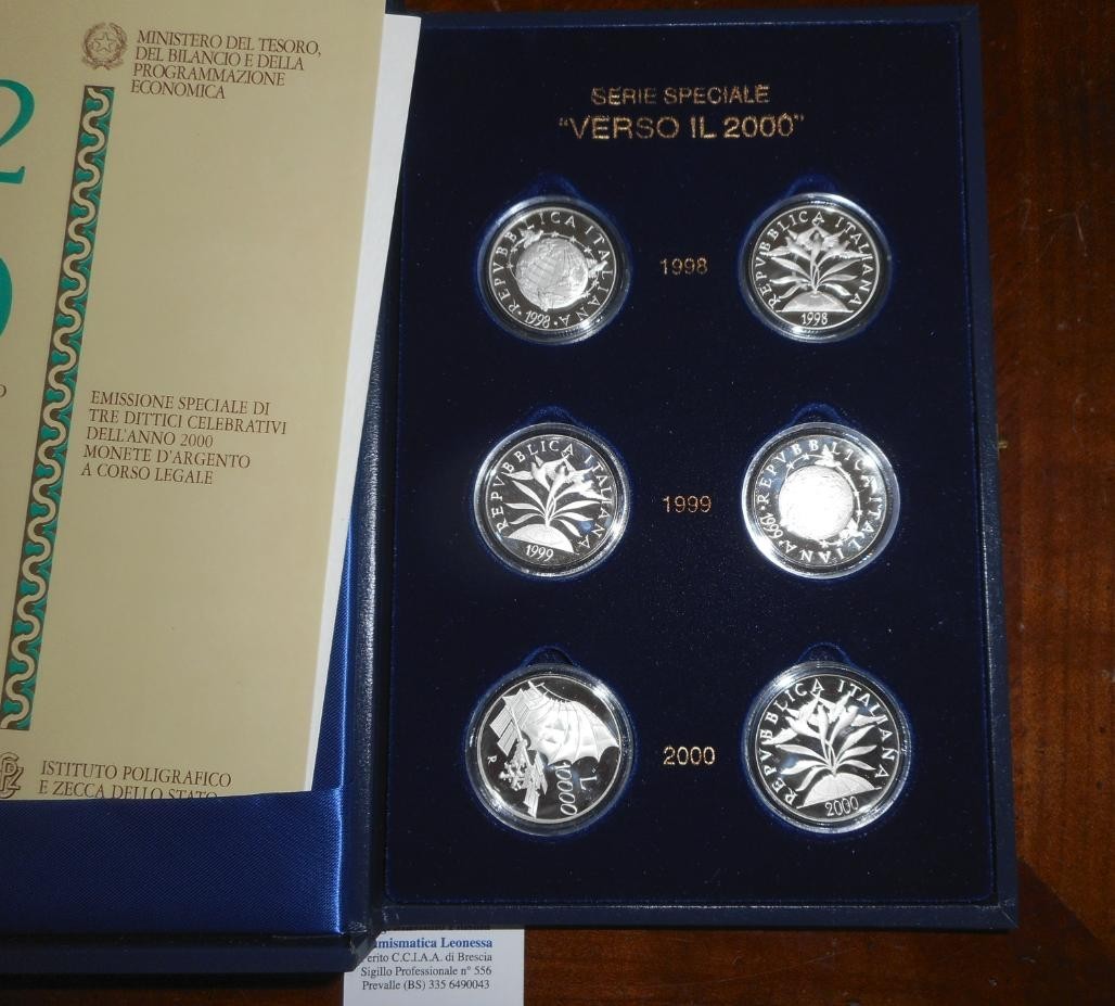 NL* ITALIA SERIE COMPLETA VERSO IL 2000 3 Trittici Argento 1998 199 2000 Proof s