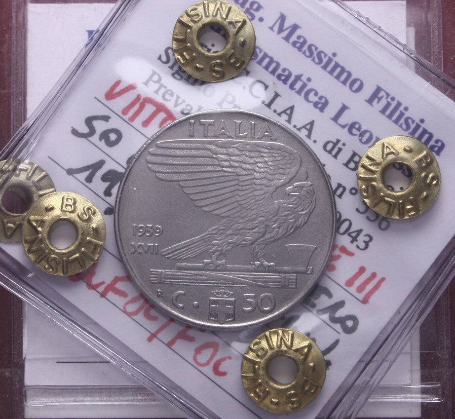 NL* VEIII 50 CENTESIMI 1939 XVII MAGNETICA QFDC/FDC Perizia Filisina Massimo