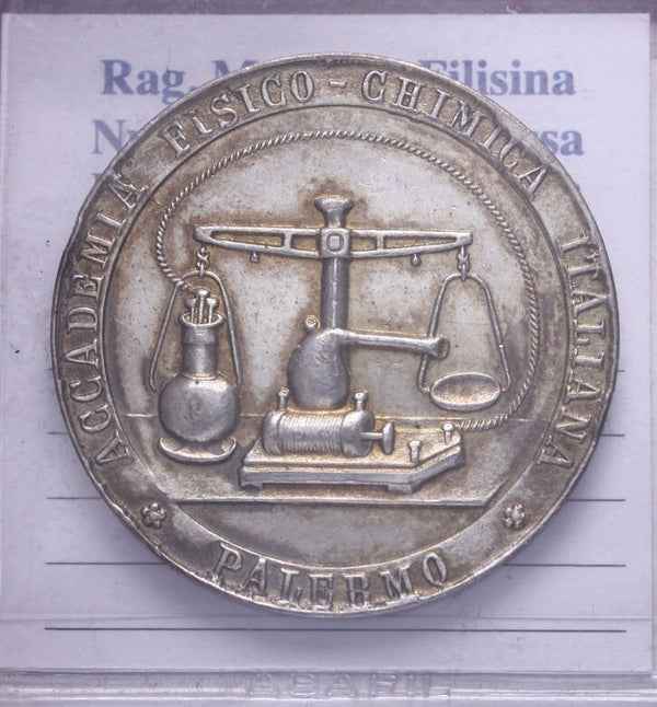 NL* PALERMO 1850 MEDAGLIA Argento AL MERITO ACCADEMIA FISICO CHIMICA ITALIANA *R