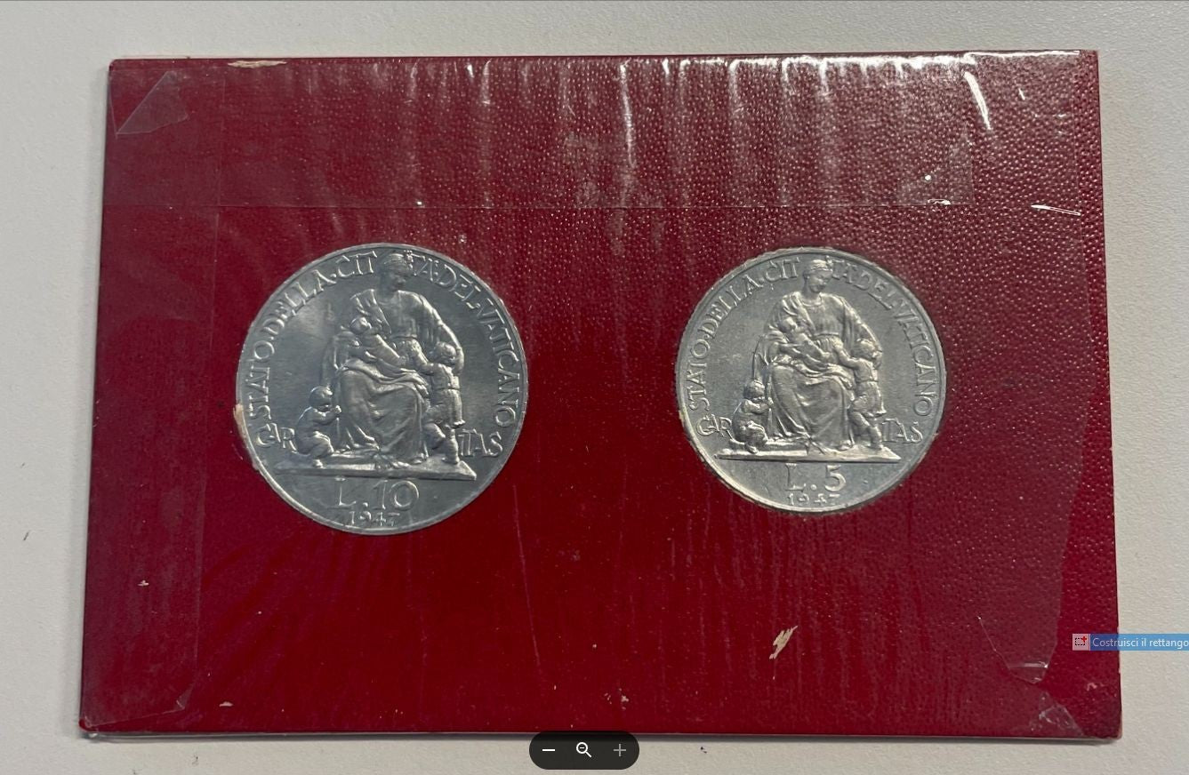 NL* VATICANO PIO XII 5 E 10 LIRE ITALMA  1947 FDC in cartoncino originale Zecca
