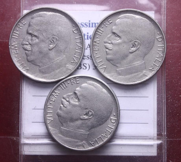NL* Italy VEIII LOT 3 PIECES 50 CENTESIMI LIONS 1920 1921 1925 STRIPED!!!!