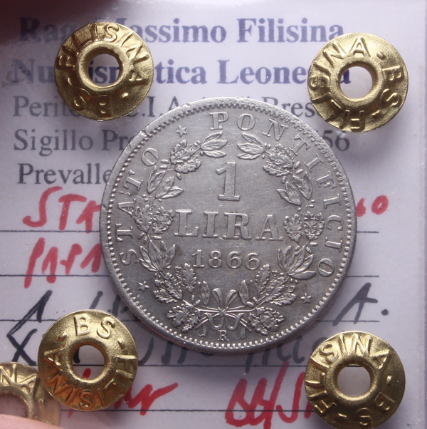 NL* STATO PONTIFICIO PIO IX 1 LIRA Ag 1866 BUSTO PICCOLO BB/SPL Perizia Filisina