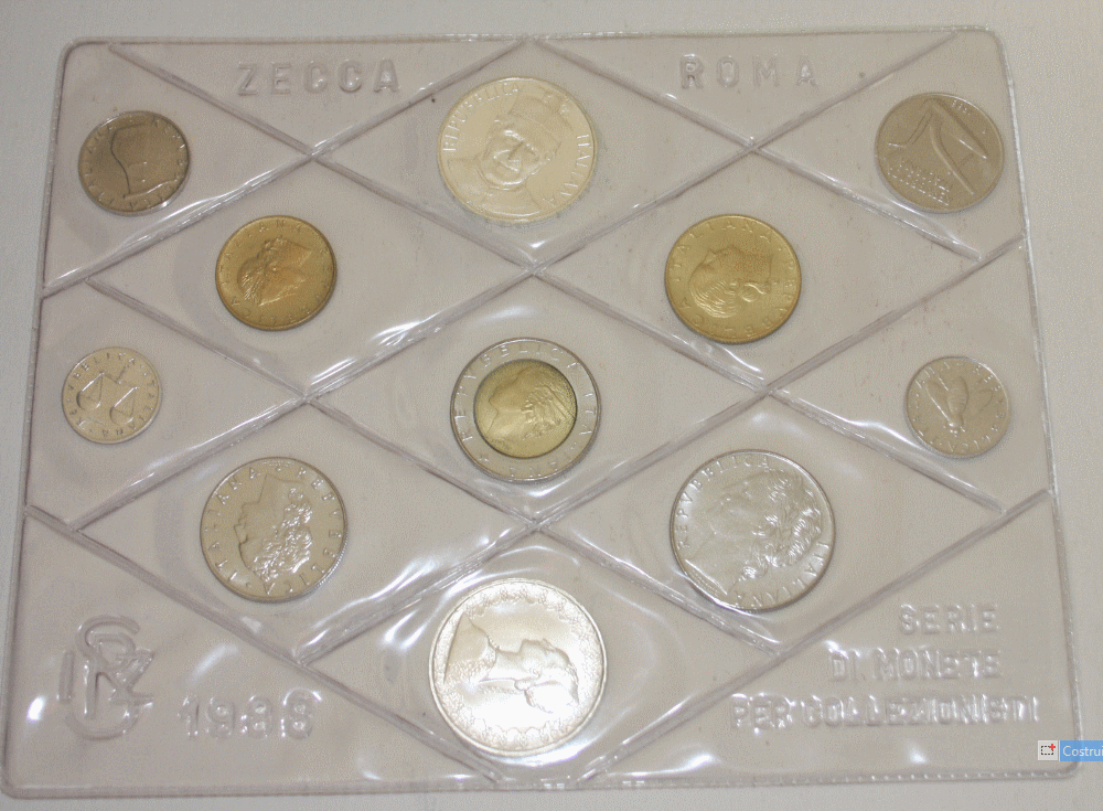 NL* ITALIA Divisionale 1988 CON 500 Lire ARGENTO CARAVELLE + BOSCO FDC NO AST