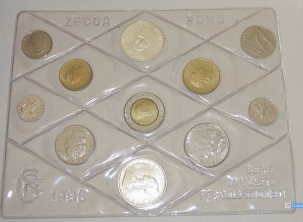 NL* ITALIA Divisionale 1988 CON 500 Lire ARGENTO CARAVELLE + BOSCO FDC NO AST