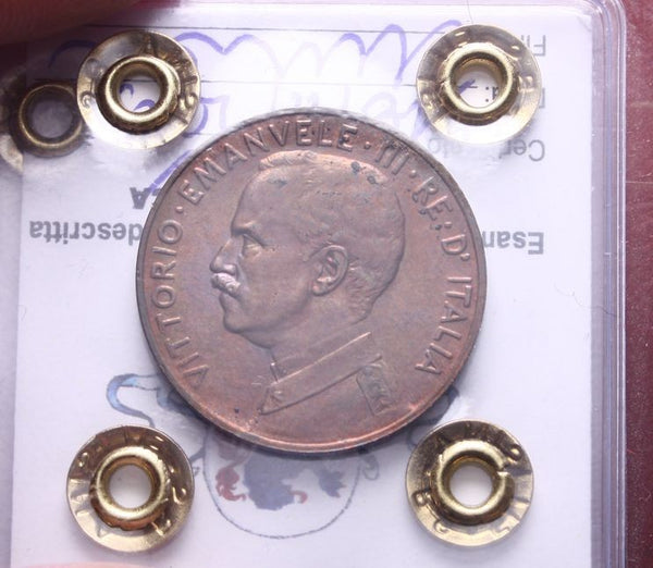 NL* VEIII Italia 5 CENTESIMI PRORA 1918 FDC RAME ROSSO  M. Perizia Filisina M.
