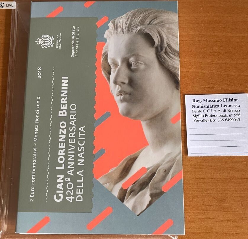 EN* SAN MARINO 2 Euro 2018 GIAN LORENZO BERNINI FDC mint set