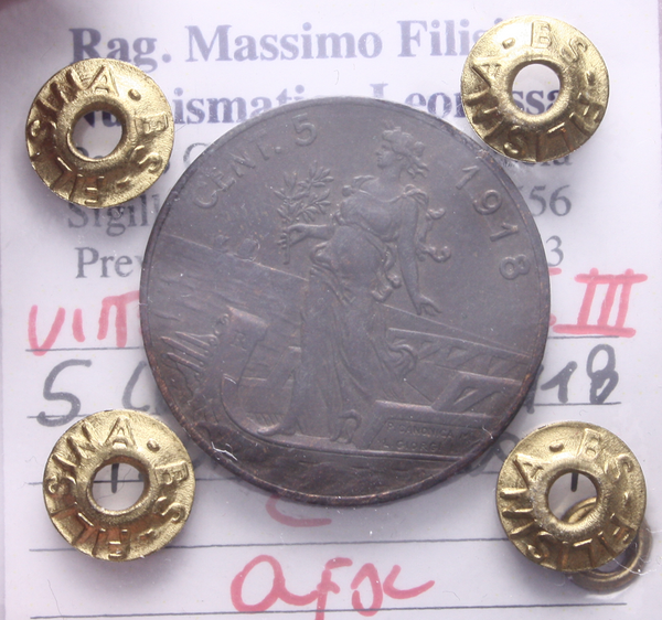 NL*VEIII Italia 5 CENTESIMI ITALIA SU PRORA 1918 QFDC Perizia Filisina Massimo *