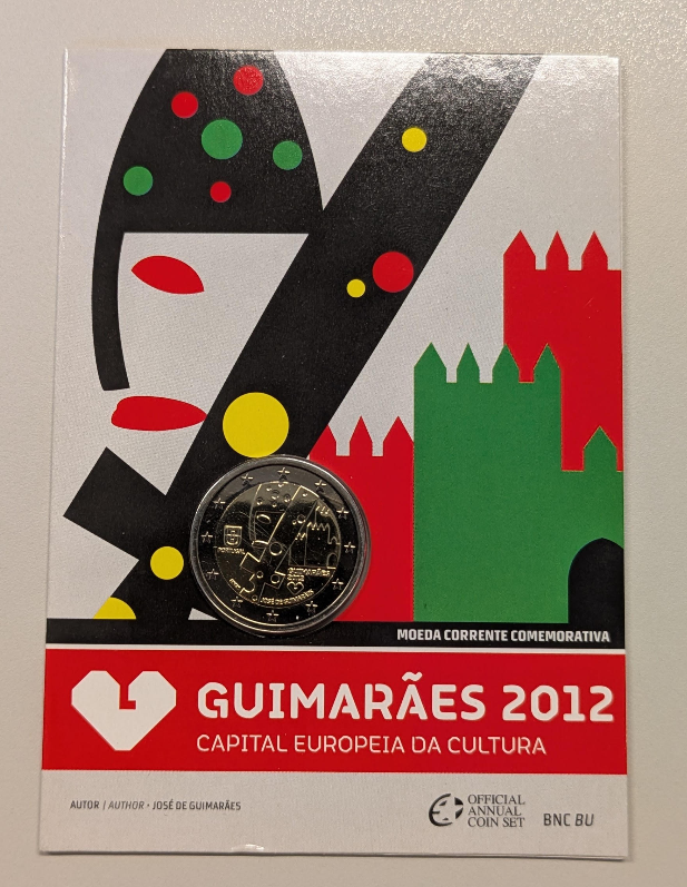 NL* PORTOGALLO 2 EURO 2012 GUIMARAES CAPITALE EUROPEA CULTURA FDC coin card