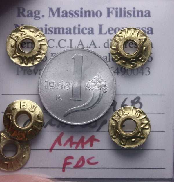 NL* ITALY Republic 1 LIRA CORNUCOPIA 1968 RARE UNC Filisina Massimo Expert Opinion