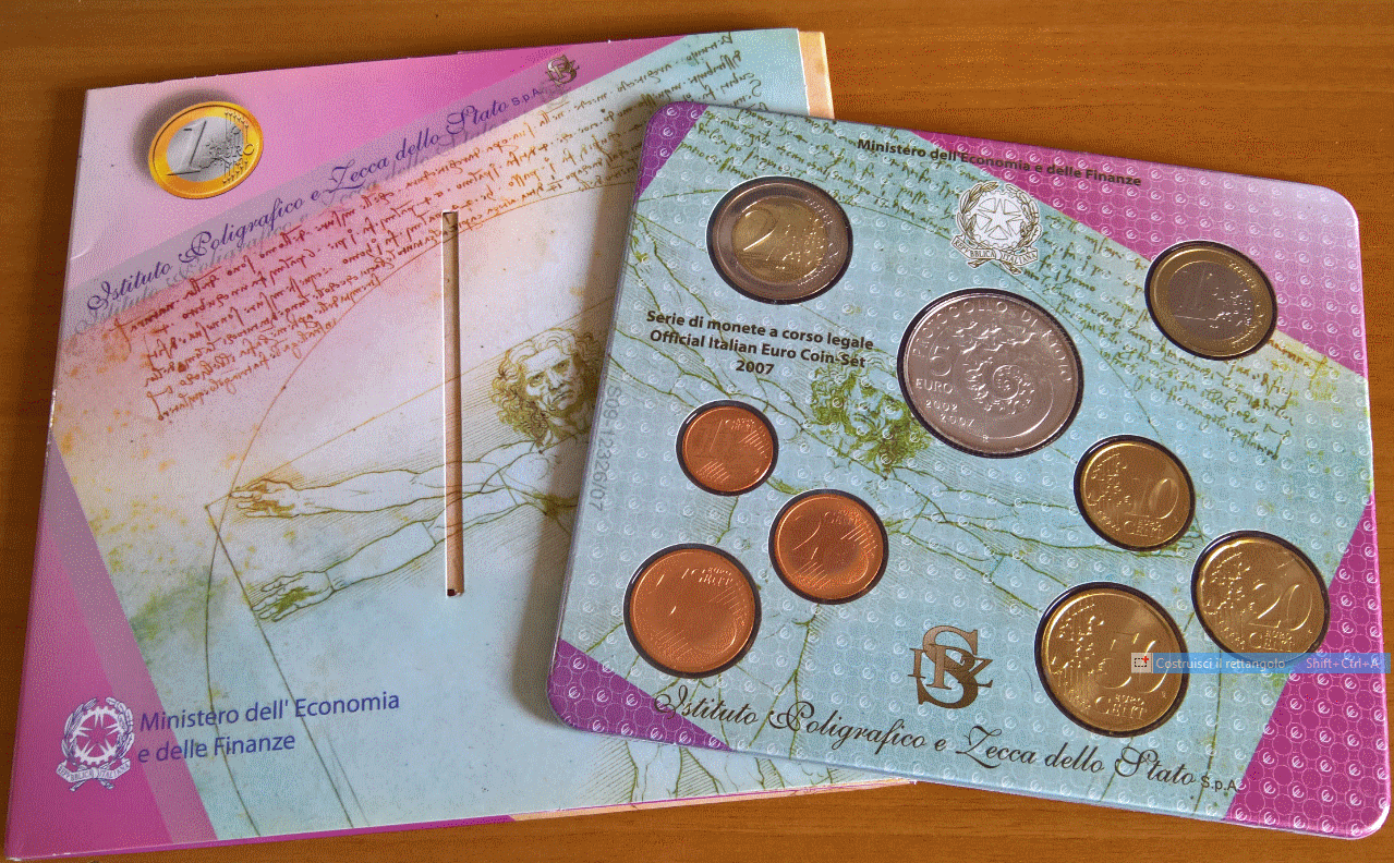 NL* ITALIA Divisionale 2007 9 VALORI CON 5 euro ARGENTO FDC SET zecca