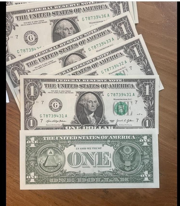 NL* USA BANCONOTA 1 DOLLARO Serie 2021 WASHINGTON FIOR DI STAMPA consecutive