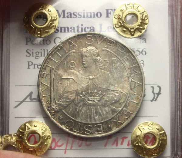 NL* SAN MARINO 10 Lire SILVER 1937 Rome QFDC/FDC Appraisal FILISINA Massimo 