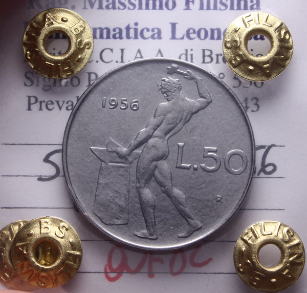 NL* ITALIA Repubblica 50 LIRE VULCANO 1956 NC QFDC Perizia Filisina Massimo