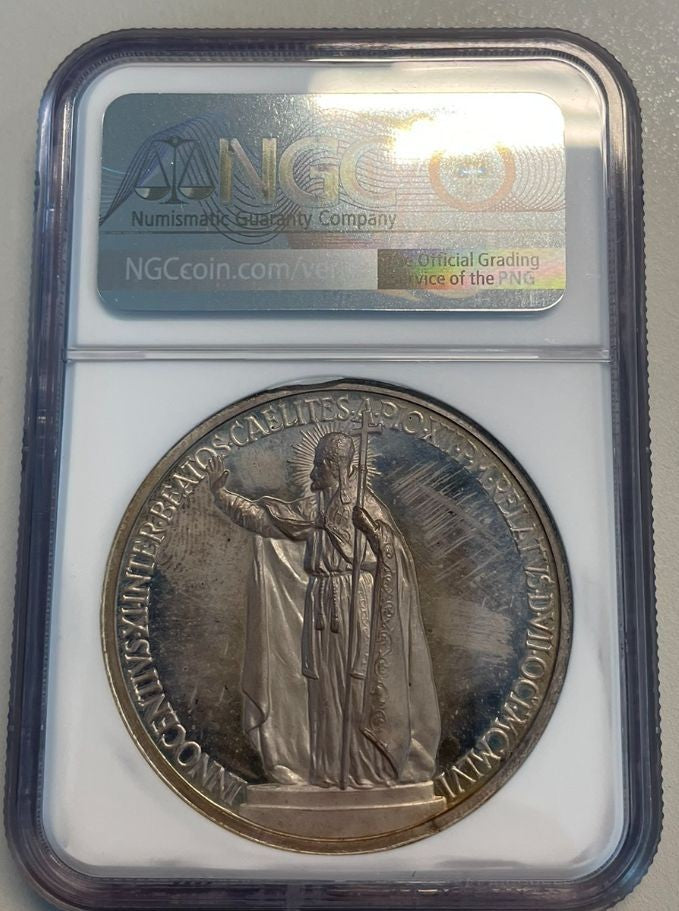 NL* VATICANO PAPA PIO XII Medaglia ARGENTO 1957 XIX in Slab MS66 NCG USA - FDC E