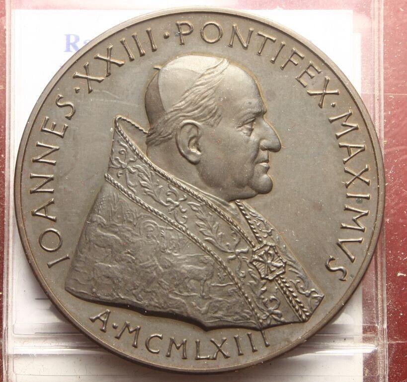 NL* ROME Pope JOHN XXIII BRONZE Medal 1963 POPE RECEIVES Balzan PRIZE FDC 