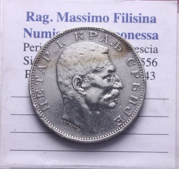 NL* SERBIA KING PETER I 2 DINARS Silver 1912 Excellent Condition