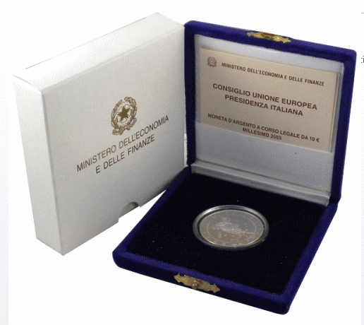 NL* ITALY 10 EURO Silver 2003 European Council Italian Presidency PROOF SET