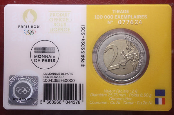 NL* FRANCIA 2 EURO 2021 OLIMPIADI PARIGI 2024 Atletica FDC coin card
