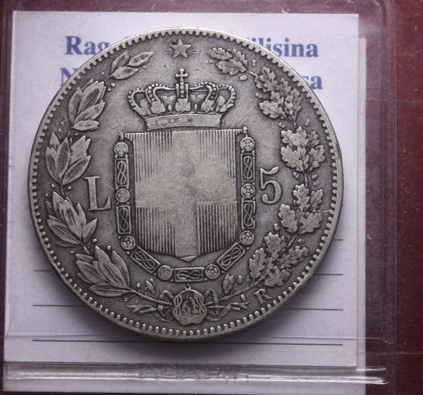 NL* UMBERTO I RE D'ITALIA Scudo da 5 LIRE ARGENTO 1879 ROMA buona conservazione