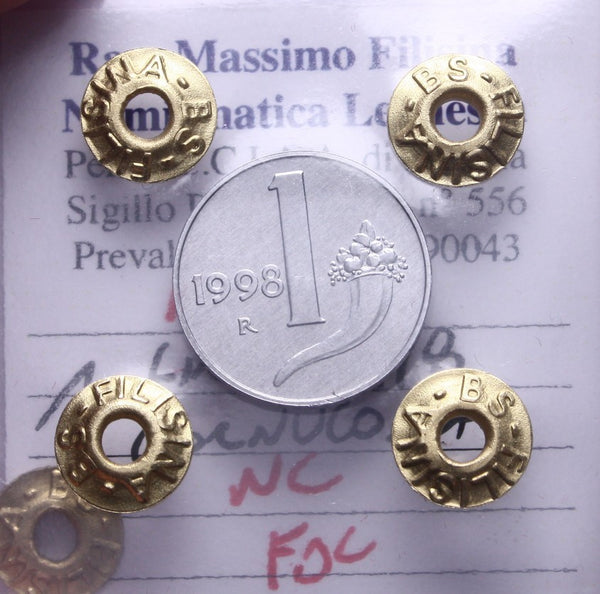 NL* Italia Repubblica 1 LIRA CORNUCOPIA 1998 NC FDC Perizia Filisina Massimo