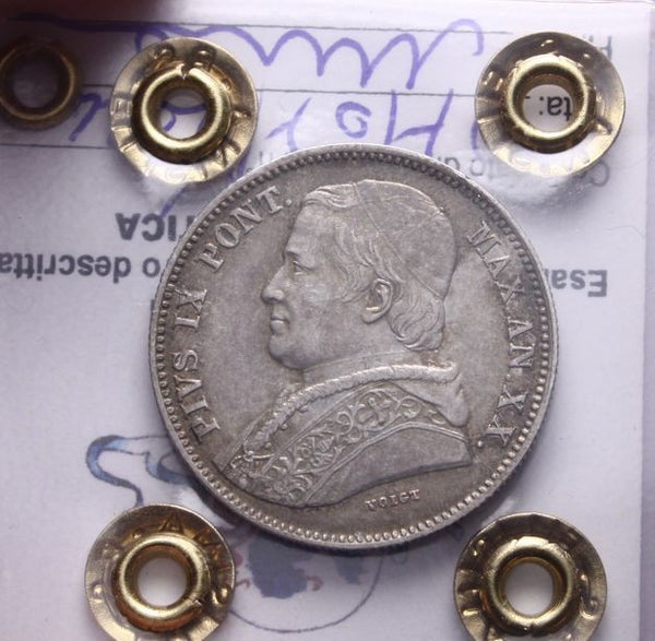 NL* STATO PONTIFICIO PAPA PIO IX 20 Baiocchi argento 1866 SPL Perizia Filisina