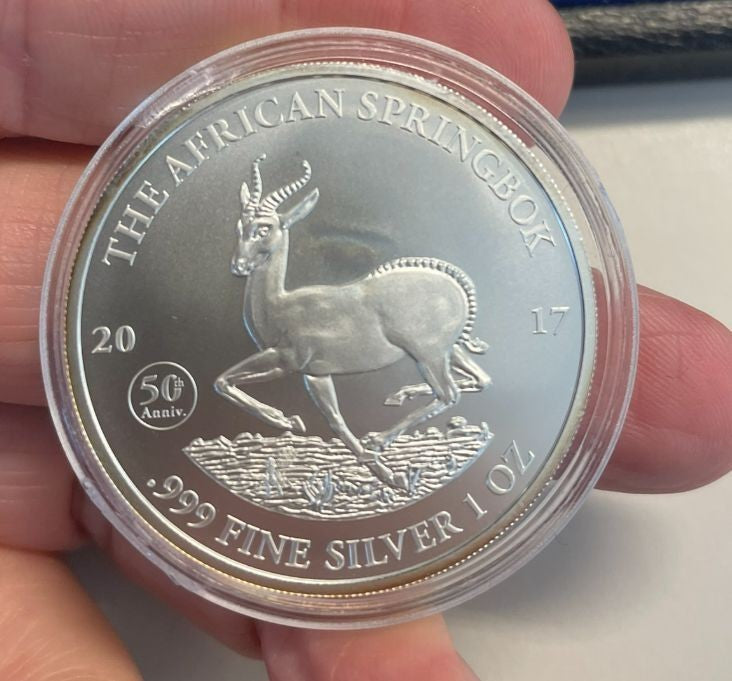 NL* GABON 1 ONCIA Argento PURO 2017 AFRICAN SPRINGBOK 1 SILVER OZ