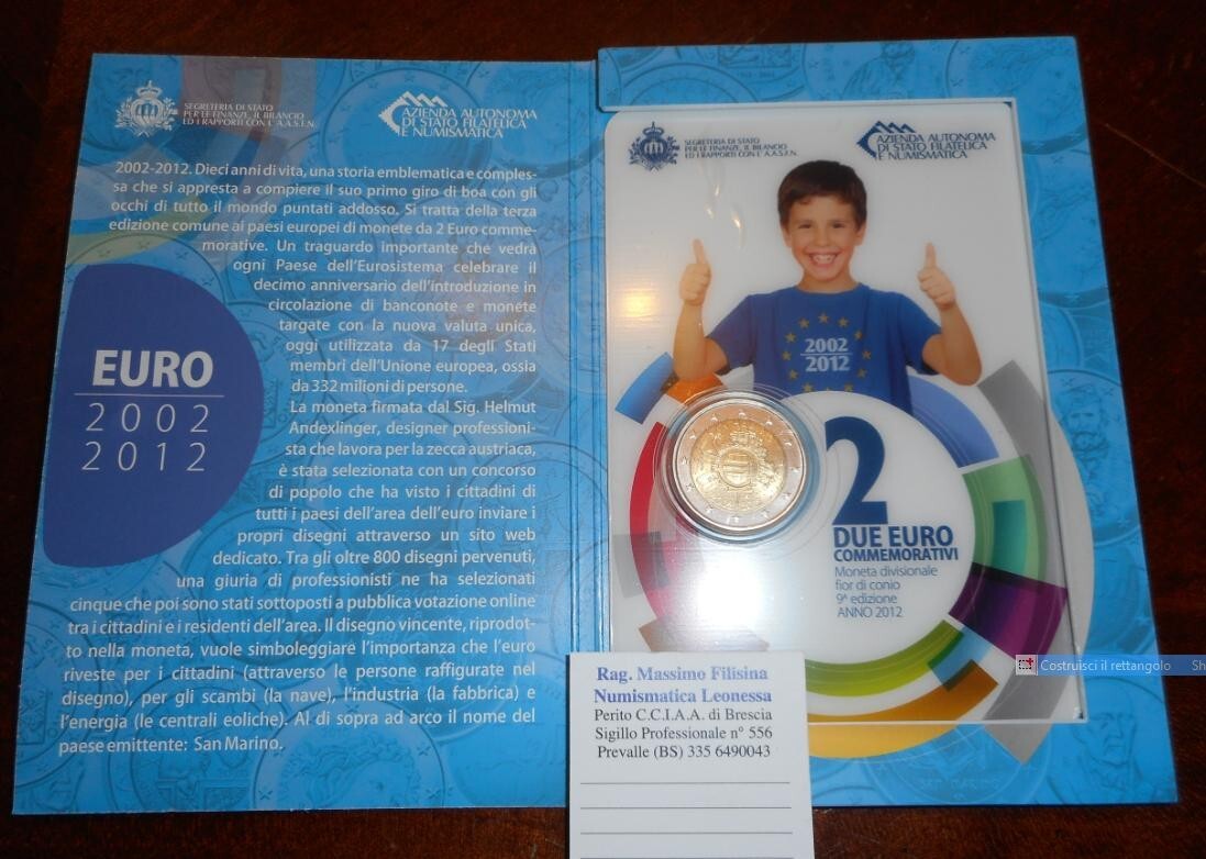 NL* Repubblica SAN MARINO 2 Euro 2012 NONA EDIZIONE DELL'EURO FDC set zecca