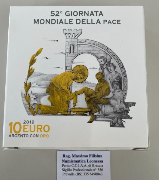 NL* VATICANO 10 Euro ORO E ARGENTO 2019 GIORNATA MONDIALE DELLA PACE PROOF set