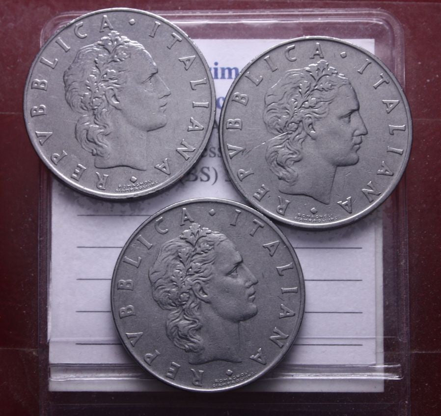 NL* ITALIA LOTTO 3 PEZZI da 50 LIRE VULCANO 1958 RARI eccellente conservazione