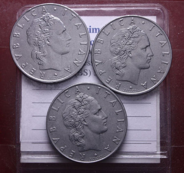 NL* ITALIA LOTTO 3 PEZZI da 50 LIRE VULCANO 1958 RARI eccellente conservazione