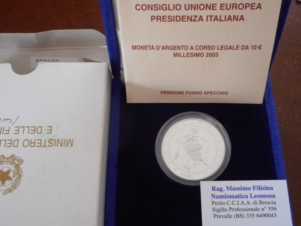 NL* ITALY 10 EURO Silver 2003 European Council Italian Presidency PROOF SET