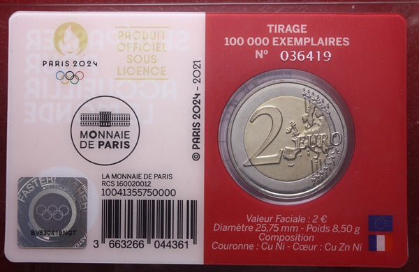 NL* FRANCIA 2 EURO 2021 OLIMPIADI PARIGI 2024 Atletica FDC coin card