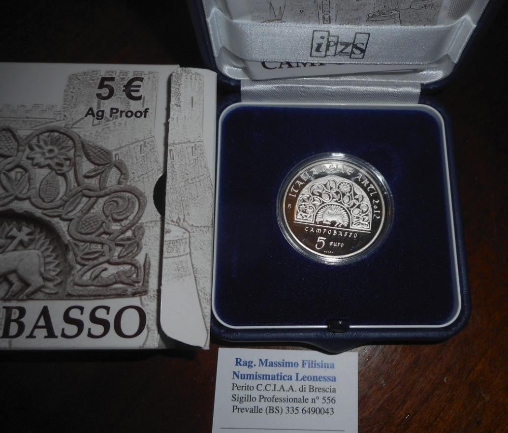 NL* ITALIA Rep. 5 EURO Argento 2012 ITALIA DELLE ARTI CAMPOBASSO PROOF Set Zecca