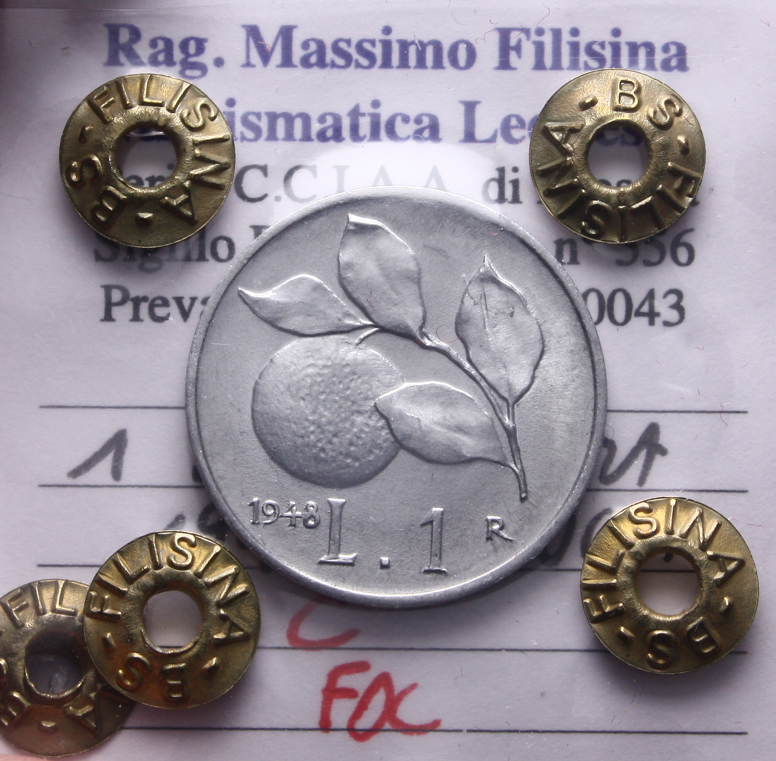 NL* Italia Repubblica 1 LIRA ARANCIA 1948 FDC Perizia Filisina Massimo