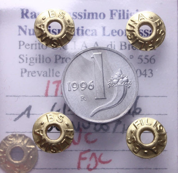 NL* Italia Repubblica 1 LIRA CORNUCOPIA 1996 NC FDC Perizia Filisina Massimo