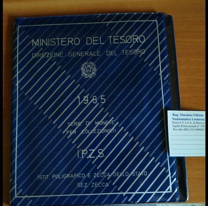 NL* ITALIA Divisionale Anno 1985 MANZONI 10 V con 500 Lire ARGENTO FDC SET Zecca