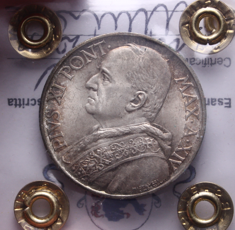 NL* CITTA' del VATICANO PIO XI 10 LIRE Argento 1935 QFDC/FDC Perizia Filisina