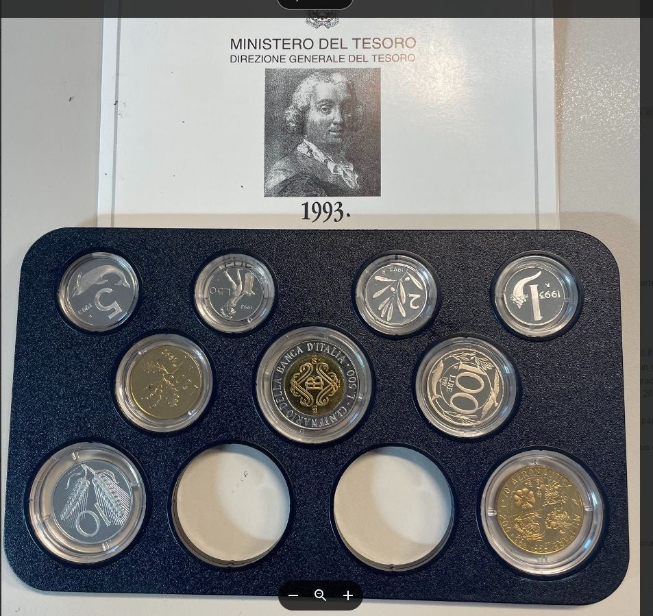 NL* ITALIA Divisionale 1993 VALORI senza monete in Argento - PROOF